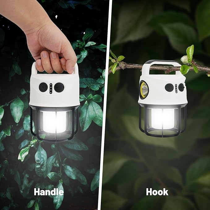 Camping Lantern with Flashlight Rechargeable, Power Bank, IPX4 Waterproof, USB-C Cable LED Camping Tent Light for Spotlight, Camping, Hiking, Hurricane, Emergency