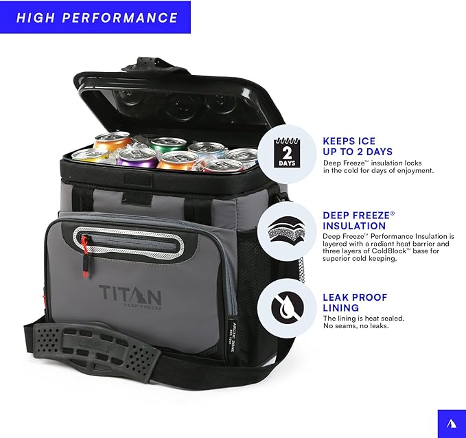 Arctic Zone Titan Deep Freeze Cooler - Zipperless Hardbody Cooler - Small & Large Capacity- Beach & Camping Cooler - Deep Freeze Insulation, HardBody Liner, and SmartShelf