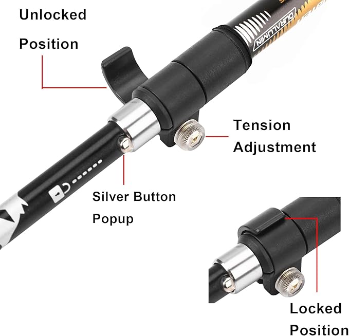 Aluminum Collapsible Ultralight Travel Trekking Hiking Pole for Men and Women