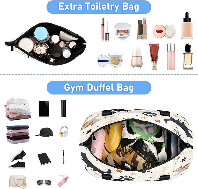 Christmas Snow Cat Travel Duffel Bag Waterproof Gym Sport Tote Bag Carry On Weekender Bag with Compartment