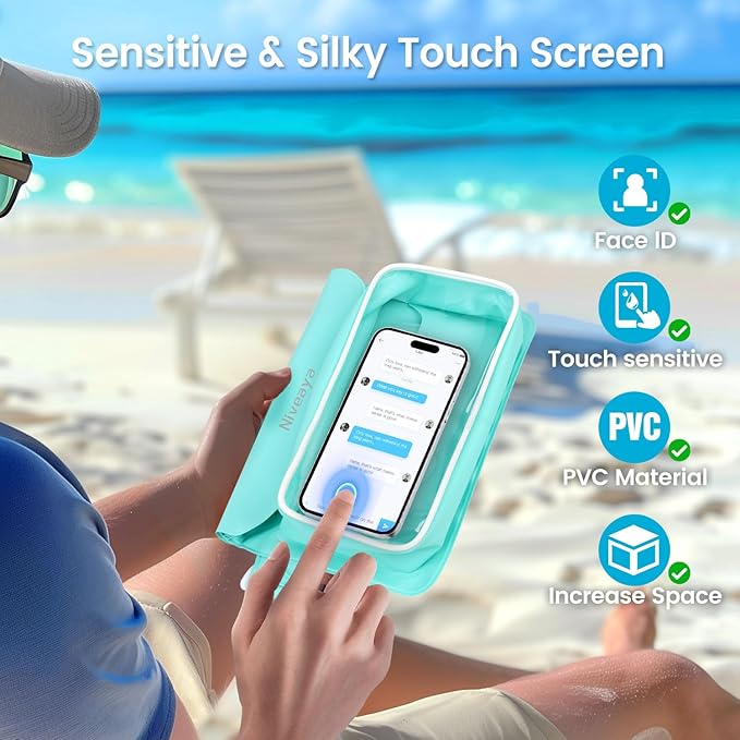 Niveaya IP68 Waterproof Fanny Pack - 2 Pack, Floating Dry Bag Pouch, Phone Waterproof Waist Pouch Dry Bag, Beach, Kayaking, Swimming, Boat Essentials, for iPhone 16/15/14/13/12 Pro Max up to 9.5"