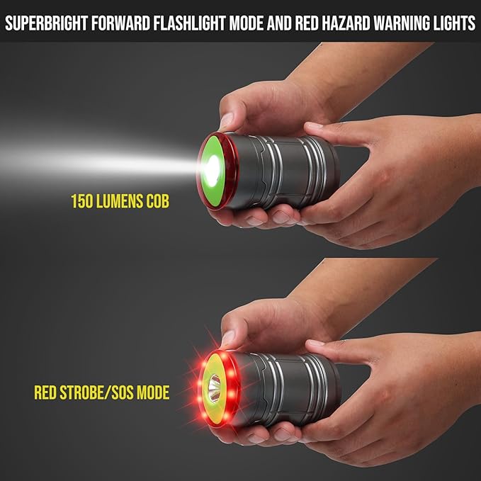 Lichamp Collapsible LED Camping Lantern, Portable Lightweight Waterproof LED Flashlight, 4 Light Modes, Survival Kits for Indoor Outdoor Home Emergency Power Outages Hiking Hurricane, 2 Pack, Medium