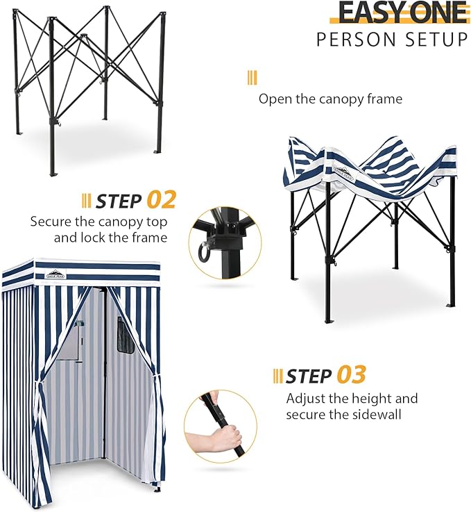 EAGLE PEAK Flex Compact 4x4 Pop-up Canopy Changing Room, Portable Privacy Dressing Room for Indoor Fashion Photoshoots, Camping, or Pool, White/Blue
