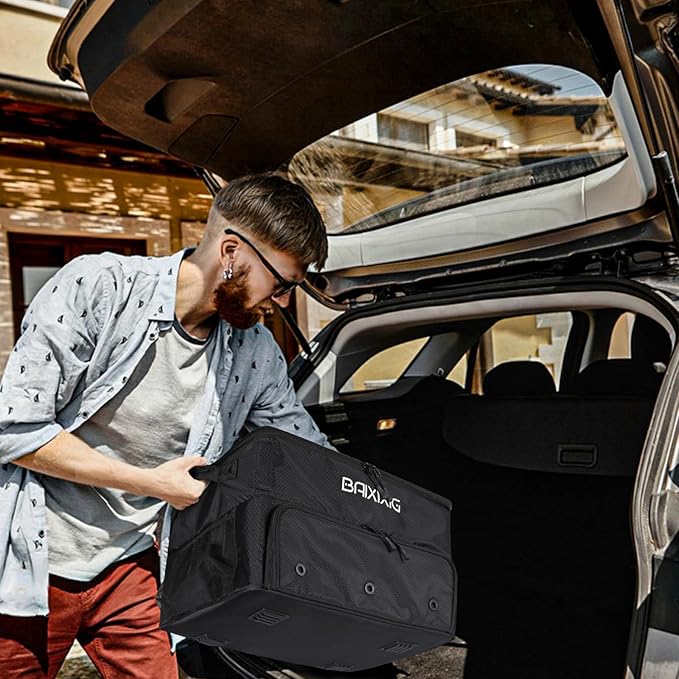 Golf Trunk Organizer, 2 Layer Waterproof Car Golf Locker with Separate Ventilated Compartment for 2 Pair Shoes, Golf Trunk Storage for Golf Accessories, Golf Gifts for Men