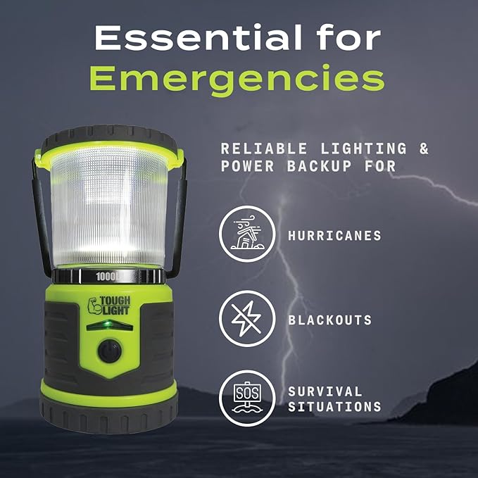 USB Rechargeable Camping Lantern, 1000 Lumens LED Lantern, Tent Lamp, 12000mAh Power Bank, 400 Hour, 7 Modes, Candle Feature, for Outdoors & Emergency