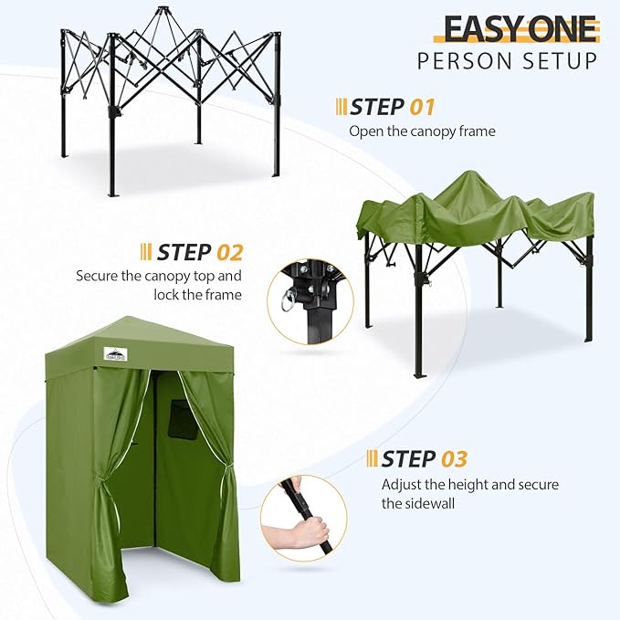 EAGLE PEAK Flex Ultra Compact 4x4 Pop-up Canopy, Sun Shelter, Changing Room, Portable Privacy Canopy Cabana for Pool, Fashion Photoshoots, or Camping, 4x4 ft, Army Green