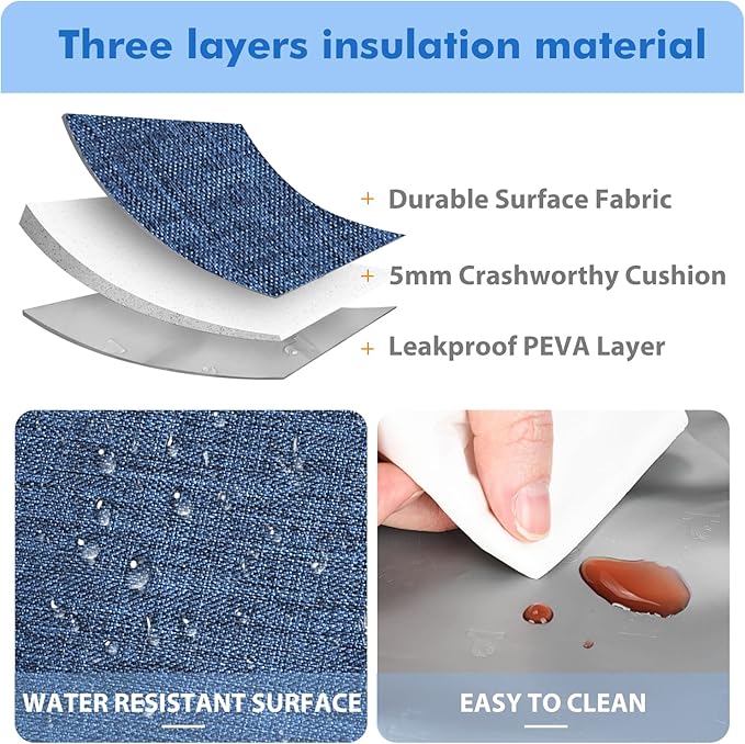 Tirrinia Large Insulated Lunch Box for Women Men, Double-Layer Leak-Proof Reusable Lunch Bag with 4 Pockets for Adult, Lunch Bag Cooler Tote for Office Work and Travel,Dark Blue