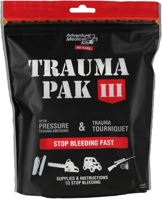 Adventure Medical Kit Trauma Pak III - Medical First Aid Kit - Emergency Trauma Kit with Trauma Bandage, Tourniquet, Trauma Guide & More - Compact First Aid Kit for Wound Care