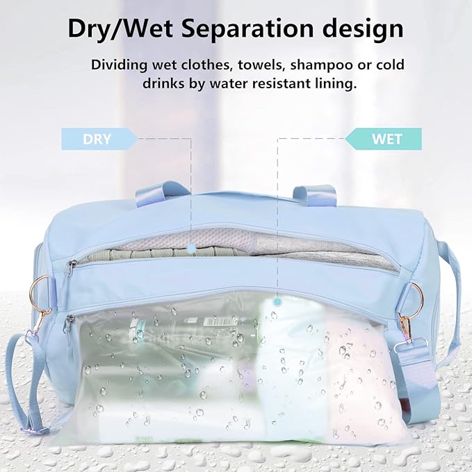 MABROUC Duffle Bag For Women, Sports Duffel Bag for Gym with Wet Pocket & Shoe Compartment, Overnight Weekender Travel Bag