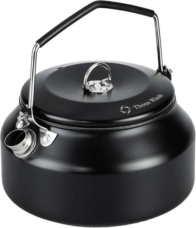 1L Camping Kettle, Portable Camp Tea Coffee Pot, Lightweight Stainless Steel Teapot, Fast Heating Boiling Water, for Outdoor Campfire Hiking Camping Picnic