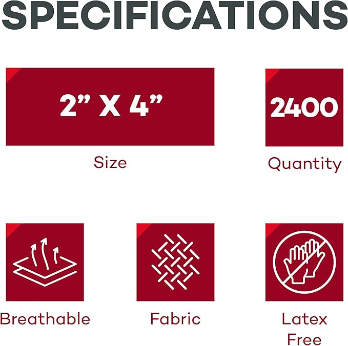 Dealmed Fabric Flexible Adhesive Bandages – 100 Count (24 Pack) Bandages with Non-Stick Pad, Latex Free, Wound Care for First Aid Kit, 2" x 4"