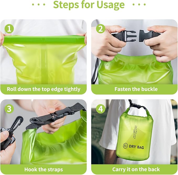 Waterproof Dry Bag - Roll Top Transparent Storage Bag,2L/5L/10L/20L,Suitable for Traveling, Swimming, Kayaking, Camping, Fishing, Rainy Day Trips