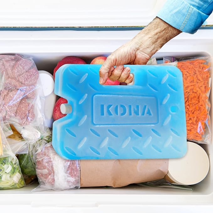 Kona Large Ice Pack for Coolers [Blue Ice 4lb] Extreme Long Lasting Design Absorbs Heat to Cool Faster - Refreezable. Reusable. Colder Than Ice (-5C) Cooler Ice Pack