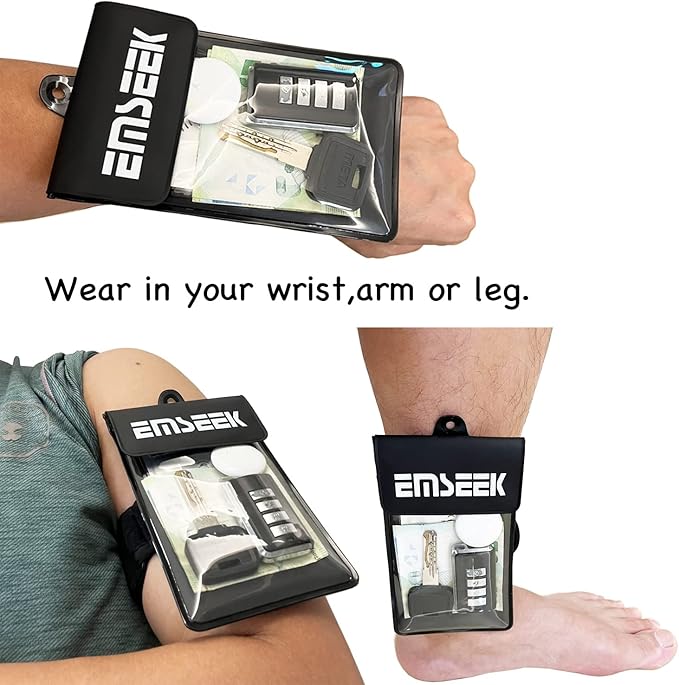 Armband Waterproof wallet Floating Surf Car Key Fob Case Beach dry bag ankle Waterproof Pouch Holder For GPS Key Money Credit Vaccine Card Driver License ID Badge (Pink)