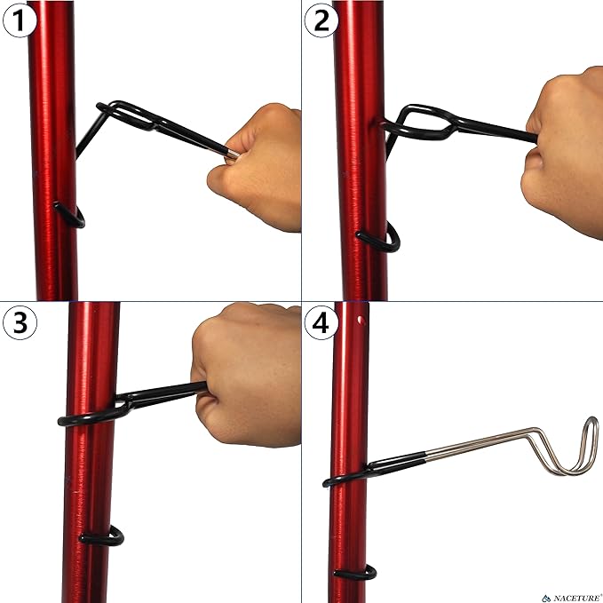 NACETURE Lantern Stand Hook Camping Light Pole – Heavy Duty Camping Lantern Stand Tent Camping Accessories, Tent Pole Hook Lantern Holder Hanger Clips for Camping Light Hooks, Grill, Hiking
