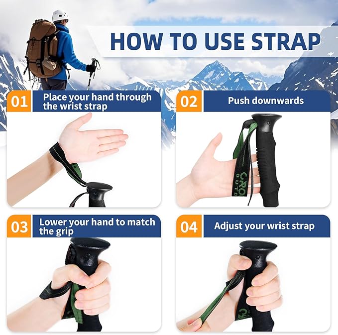 Lightweight Collapsible Trekking Poles for Hiking – 2 Pack Adjustable Hiking Poles, Aluminum Walking Sticks for Skiing, Nordic Walking, Retractable Walking Sticks for Seniors, Women, Men