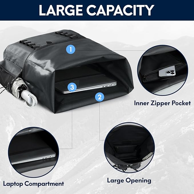 Haimont Waterproof Dry Backpack 30L TPU Lightweight Roll Top Dry Bag for Men Women, Beach, Kayaking, Travel, Hiking