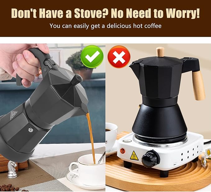 SHANGSKY Coffee Pot Electric Moka Pot 6 Cup, Espresso Coffee Maker Cafeteras Electricas Italian Coffee Maker Espresso Makers Portable Aluminum Electric Mocha Pot, Coffee Machine Moka Maker