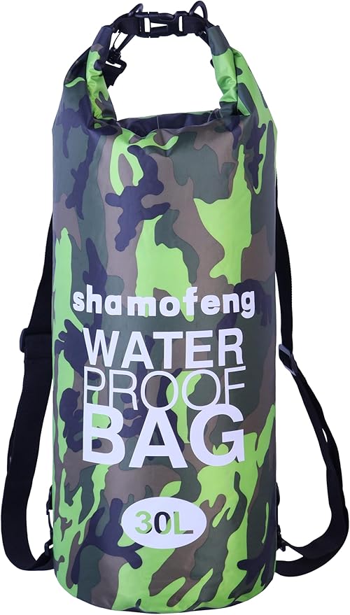 Waterproof Dry Bag Combo 5-30L Roll Top Dry Storage Bag Backpack for Kayaking Boating Beach Camping Travel Fishing, w/Phone Case & Collapsible Water Bottle & Sunglasses & Ear Band,Green 30L