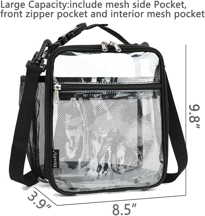 FlowFly Kids Lunch box Insulated Soft Bag Mini Cooler Back to School Thermal Meal Tote Kit for Girls, Boys, Clear