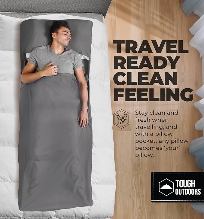 Sleeping Bag Liner - Adult Sleep Sack & Travel Sheets for Hotel - Travel Sleep Sack, Camping Sleeping Bag Liners for Cold Weather