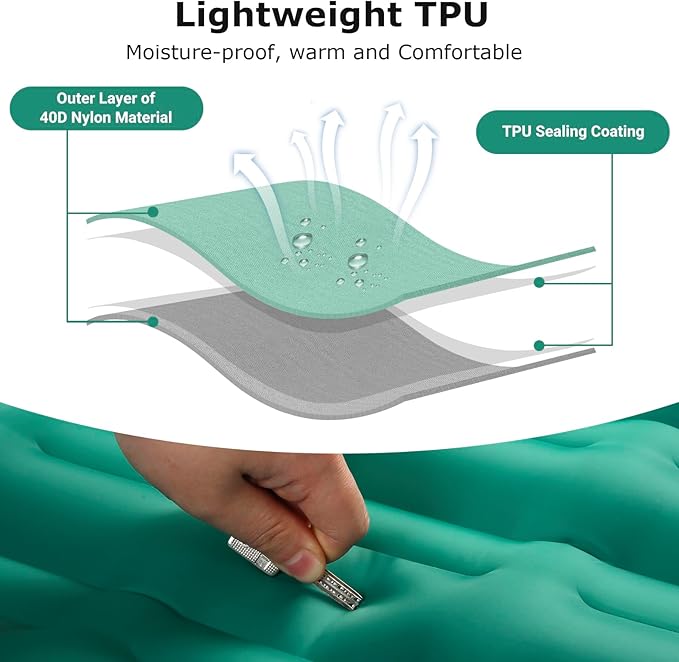 Upgraded 4.7in Thick Inflatable Camping Mattress with Built-in Air Column(Better Support for Weight), 77''X27.5'', Built-in Pump, Inflatable Mattress, Camping Bed, Sleeping Pad for Camping, Hiking