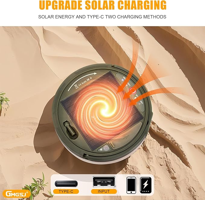 Solar Camping String Lights,40.45FT Fairy String Lights with 10 Lighting Modes,Portable Waterproof Camping Lamp with Remote Control,Solar Power and USB Rechargeable Camping Lights for Yard Hiking