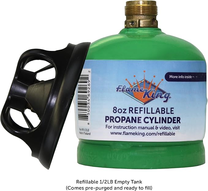 Flame King FK-0.5LB-2 (1/2LB) Refillable Empty Propane Cylinder Tank for Small Propane Lamps, Lanterns and Camp Stoves (2-pack)