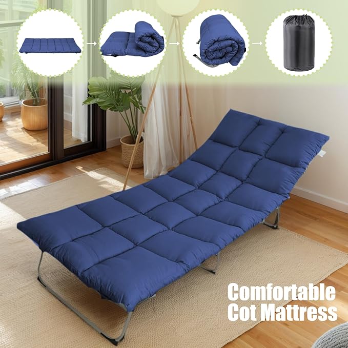 Tuphen Cot Mattress Pad-Cot Pads for Camping, Cot Mattress Topper, Camping Mattress Sleeping Pad 75"x30" Soft Lightweight Quilted Pads for Camp Cot/RV Bunk/Narrow Twin Beds