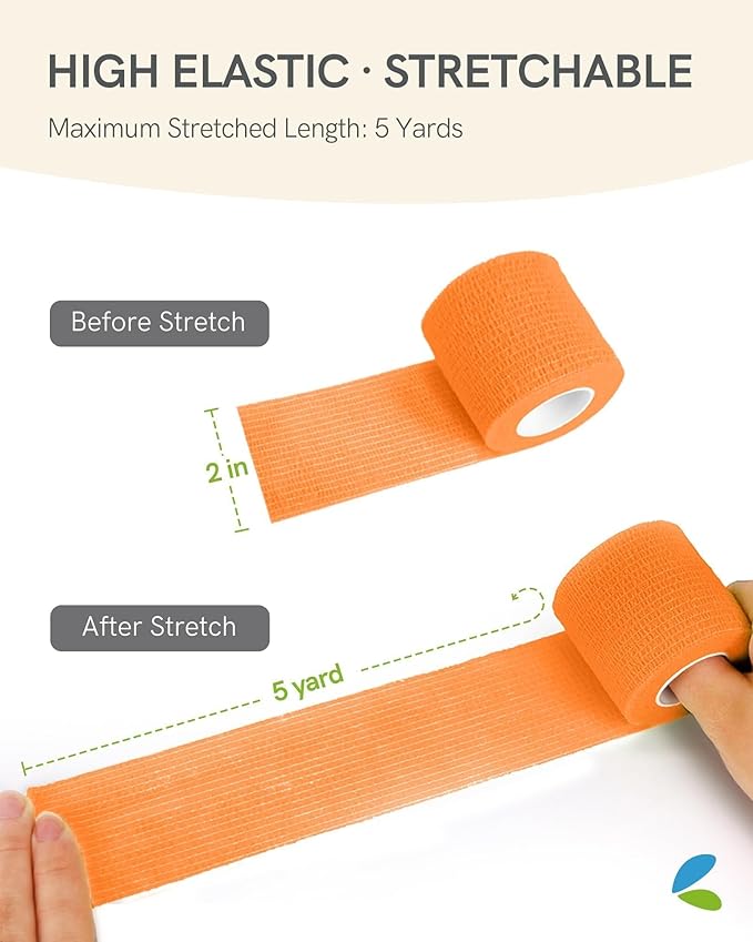 FriCARE Self Adhesive Bandage Wrap, Medical Tape in First Aid Kit, Cohesive Bandages for Wounds Sport Vet, FSA/HSA Eligible, 2 Inches X 5 Yards 6 Rolls, Sporty