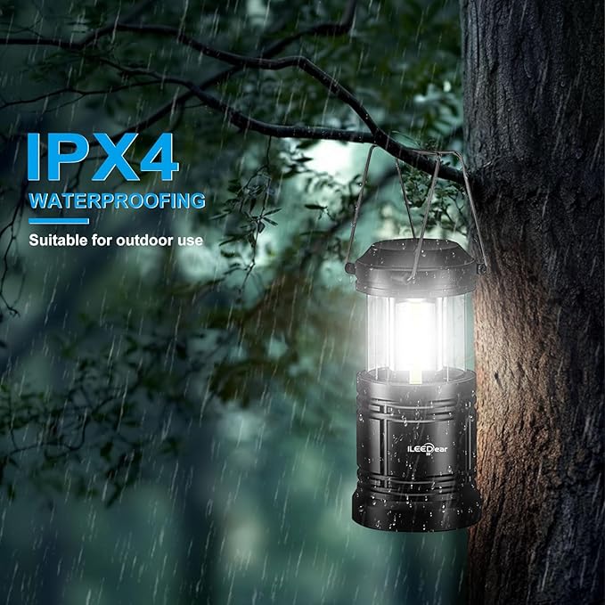 LED Camping Lantern, Battery Operated Lights, Adjustable Brightness for Camping, Power Outages, Emergencies, Outdoor Collapsible Lanterns, 4 Pack