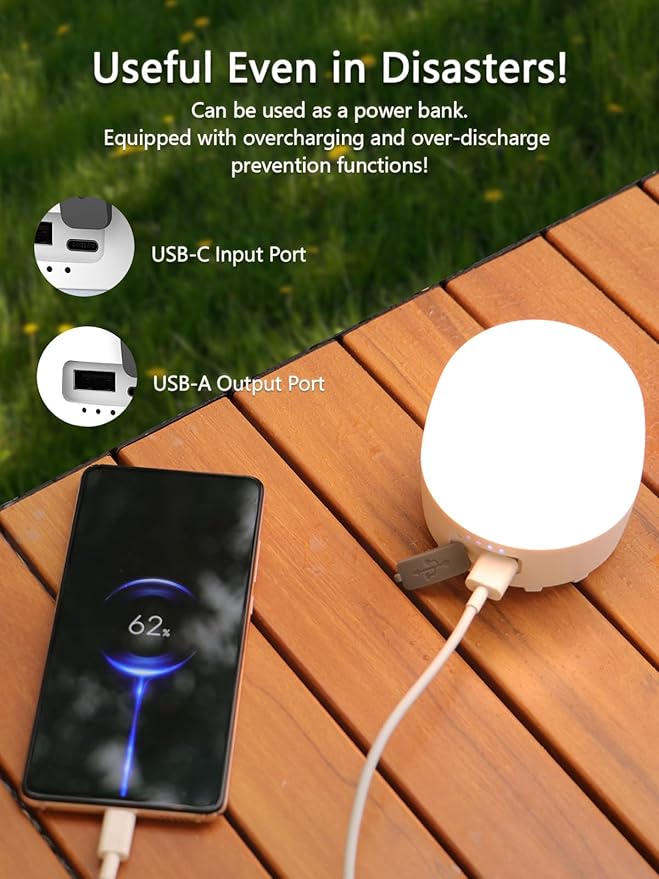 LED Camping Lantern Rechargeable, 8000mAh Battery, 4 Light Modes, Dimmable, Waterproof, 16H Runtime, Memory Function, Emergency Light for Power Outages, Hurricane, Camping, Hiking, Home Use