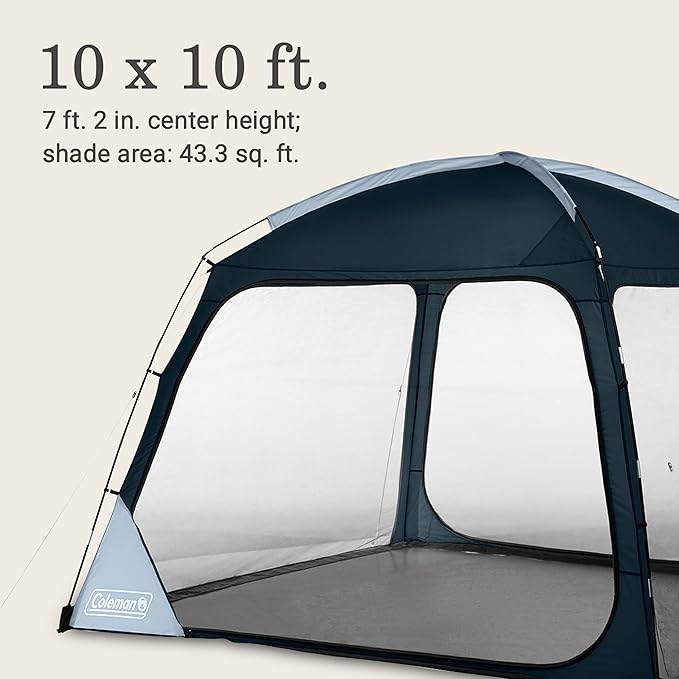 Coleman Skyshade Screen Dome Canopy Tent, 8x8/10x10ft Portable Screen Shelter with Easy Setup for Bug-Free Lounging, Great for Beach, Yard, Picnic, Park, Camping, & More