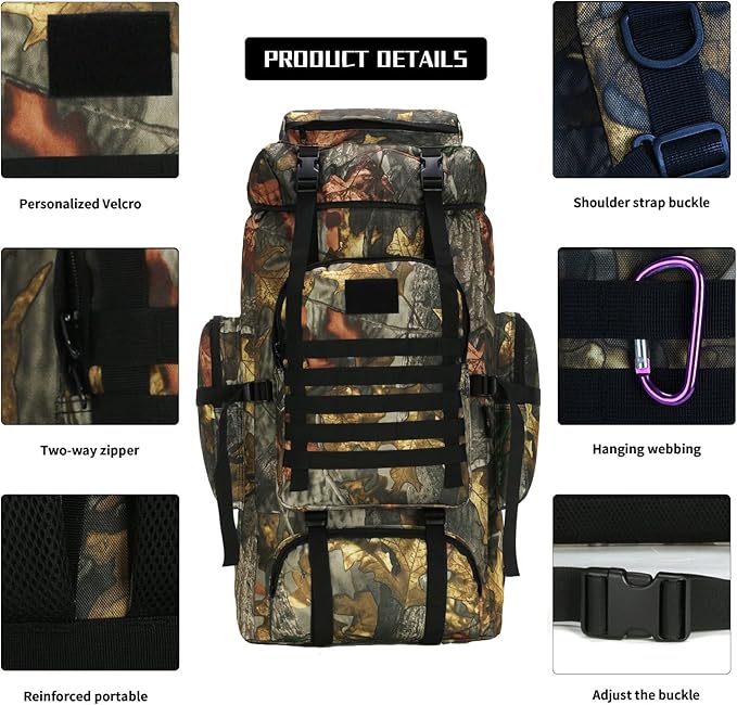Hiking Backpack for Men 70L/100L Camping Backpack Military Rucksack Molle 3 Days Assault Pack for Climbing