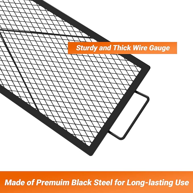 onlyfire Rectangle X-Marks Fire Pit Cooking Grate, 44-Inch