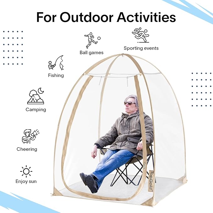 Pop-Up Sports Tent, Transparent Bubble Tent, Weatherproof Igloo Tent, Clear Tent for Winter Sports, Cold Weather Tent