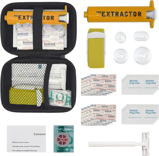Snake Bite Kit for Humans,Rattlesnake Bite Kit,Bee Sting Kit, Venom Snake Bite Kit for Dogs,Venom Extractor Kits,Extractor Suction Pump, Bite and Sting First Aid for Hiking/Camping(Yellow)