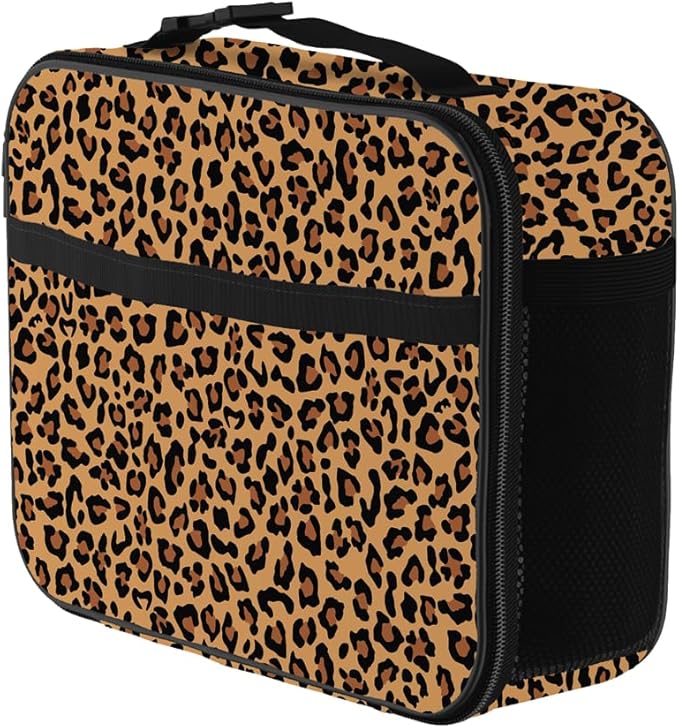 Leopard Print Lunch Bag Reusable Insulated Cheetah Lunch Box Keep Food Cooler Thermal Lunch Tote for Women Men
