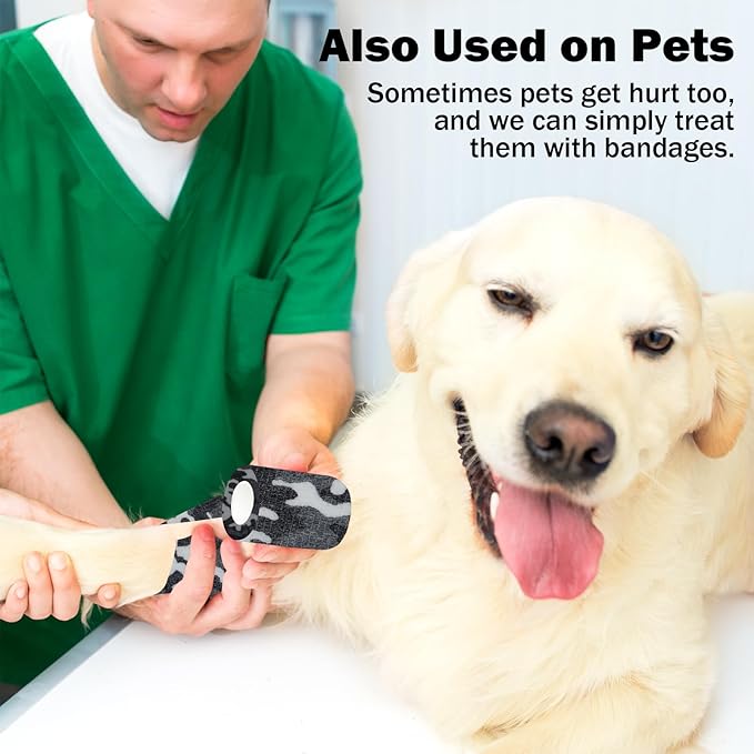 Bandages First Aid Tape Cohesive Wrap Adhesive Bandage Self Adherent (2-Inch, Camouflage-A)