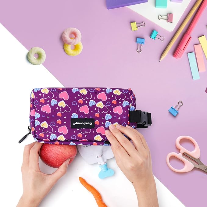 Cerbonny Freezable Lunch Cooler for Work, School, Travel - Leak-proof Insulated Bag for Kids/Adults, Fits Yogurt (Purple Heart)