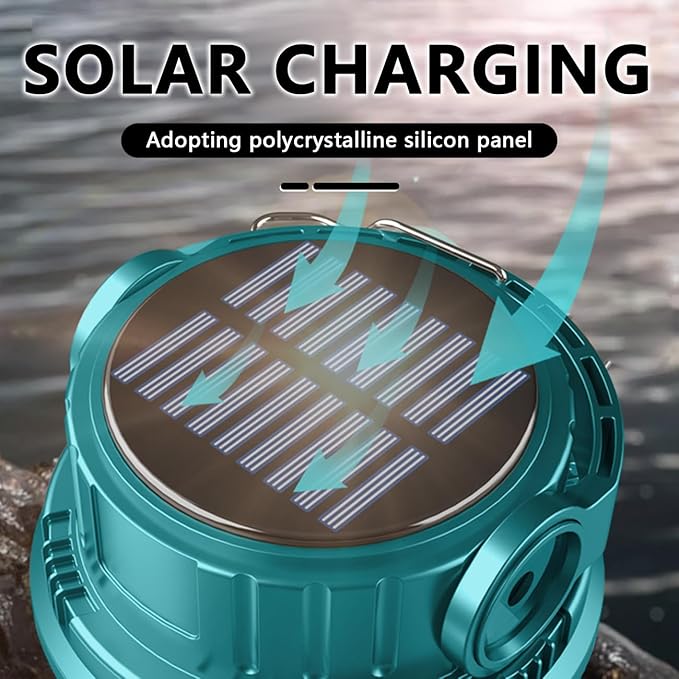 LED Camping Lantern Rechargeable, Solar Camping Lantern with USB Cable, 6 Light Modes Included with Two Light Source Modes for Hurricane, Power Outages