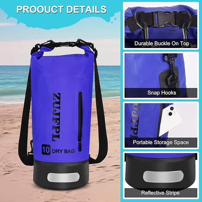 Dry Bag Waterproof Floating Backpack 10L/20L/30L,Waterproof Bag for Women Men,Roll Top Dry Compression Sack Keeps Gear Dry for Boating, Kayaking, Surfing, Rafting and Fishing (dark blue, 30L)