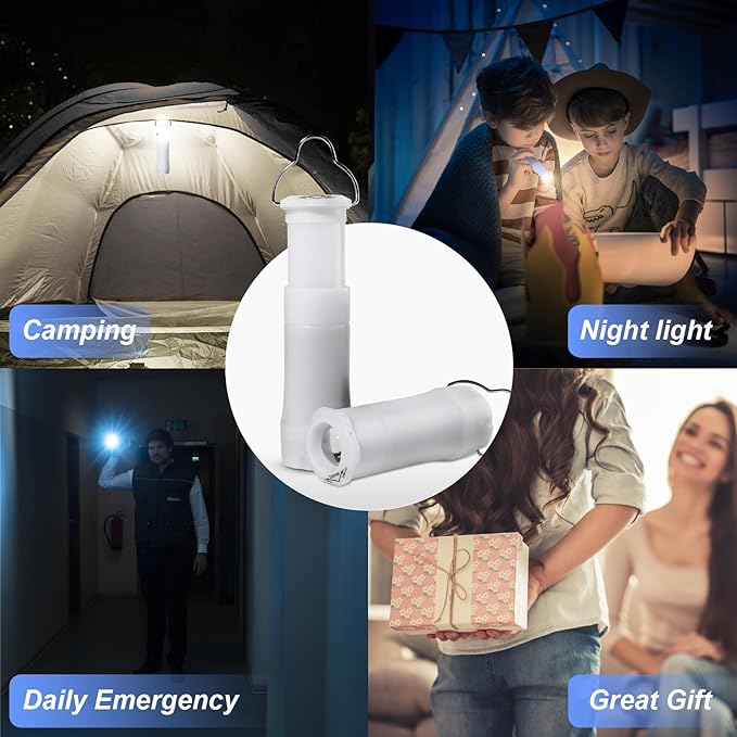 Kunhe 4 Pack 2-in-1 Glow in The Dark Mini Lantern Flashlight for Kids 3*AAA Small Tent Light 3 Mode Switching Portable Outdoor Led Camping Essential for Hurricanes Travel Emergency Lighting Gifts