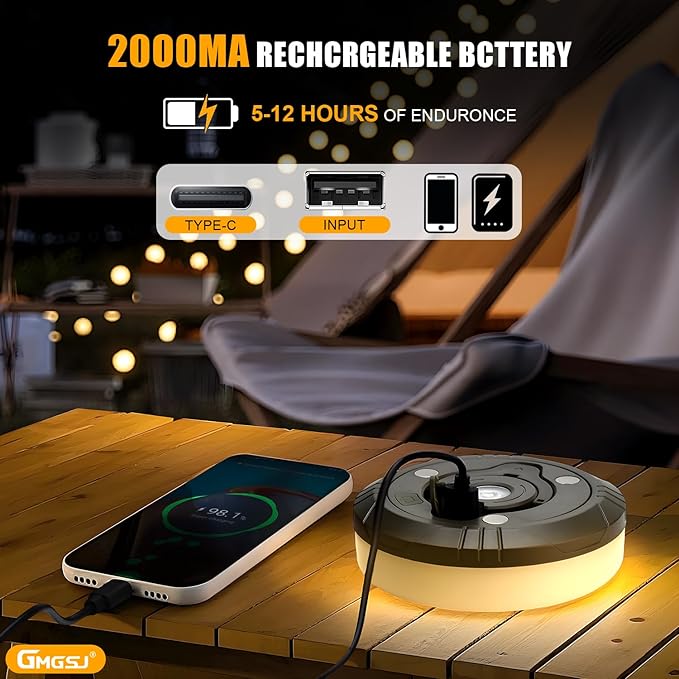 Camping String Lights - Outdoor String Lights with 8 Modes, Type-C Fast Charging, Durable & Waterproof for Camping, Party, and Christmas, Portable & Easy-to-Store with Storage Box (32.8ft-1pcs)