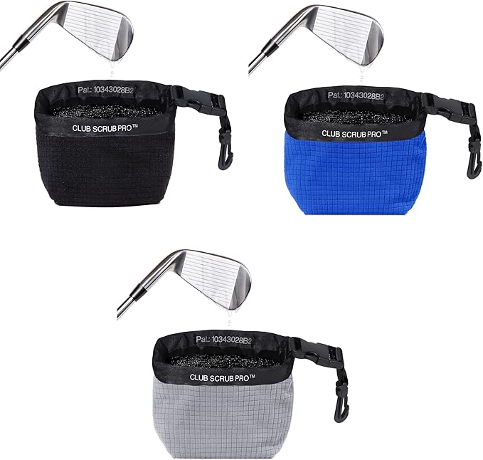 Golf Club and Golf Ball Cleaning Bag, Waterproof Clean Face Technology Liner, Detachable Clip, Machine Washable, Cleans Club Grooves, Dry Exterior