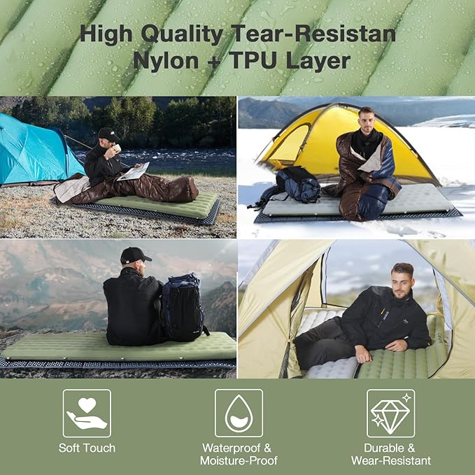 Inflating Sleeping Pads, Ultralight Sleeping Pad Insulated - Camping Mattress for Backpacking, Hiking with Bag, Compact Sleeping Mat for Camping