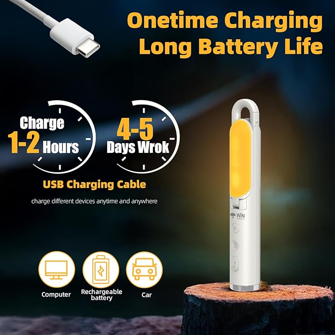 Rechargeable Camping Lantern with Hook - Powered LED Tent Light for Outdoor, Emergency Survival Gear, Hanging Flashlight, Head Lamp