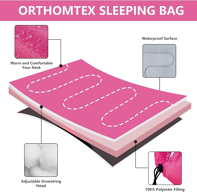 Sleeping Bags for Adults,Kids & Girls-Warm & Cold Weather Lightweight Waterproof Sleeping Bag Backpack with Compact Bag,Great for 3-4 Seasons Hiking,Camping and Outdoor Mountaineering