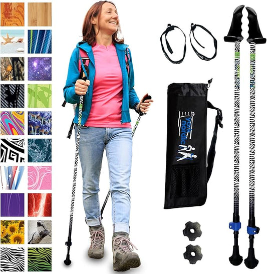 York Nordic Motivator Walking Poles for Balance and Rehab - Patented Stability Grips - Lightweight, Adjustable, and Collapsible - 2 Pieces Adjustable w/flip Locks - Heights 4'6" up to 6'2" - 230 lbs