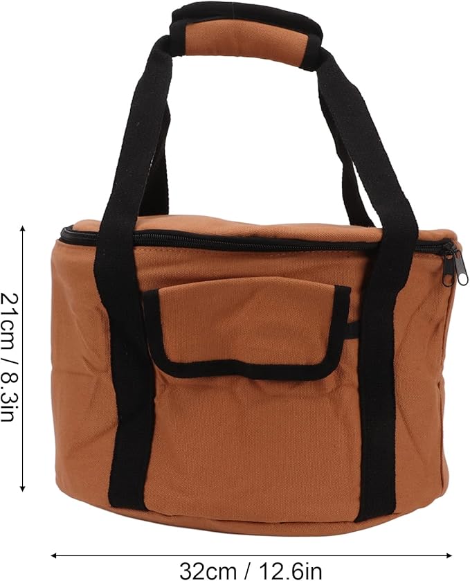 Topyond Camp Kitchen Organizer, Camp Utensil Organizer, Outdoor Large Round Cookware Bag, Foldable Waterproof Canvas Camping Sundries Storage Bag with Pearl Cotton Inside